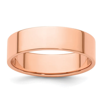 14K Roségold 6 mm leichter flacher Ehering