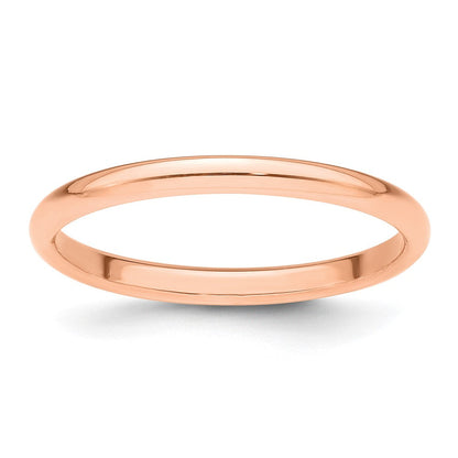 14K Roségold Ehering, 2 mm, halbrund