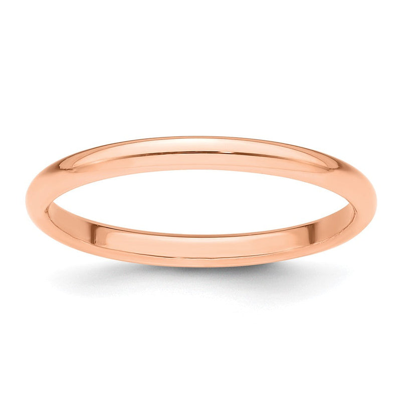 18K Roségold 2mm Halb Rund Ehering Ring