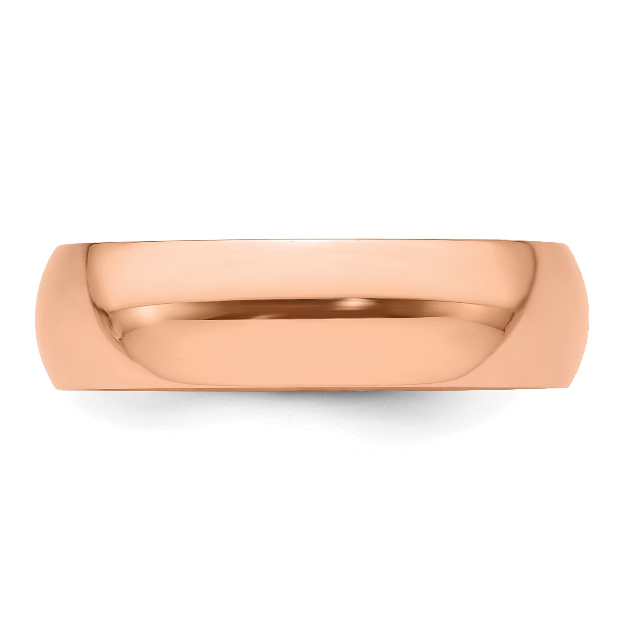 14K Roségold 6 mm Ehering, halbrund