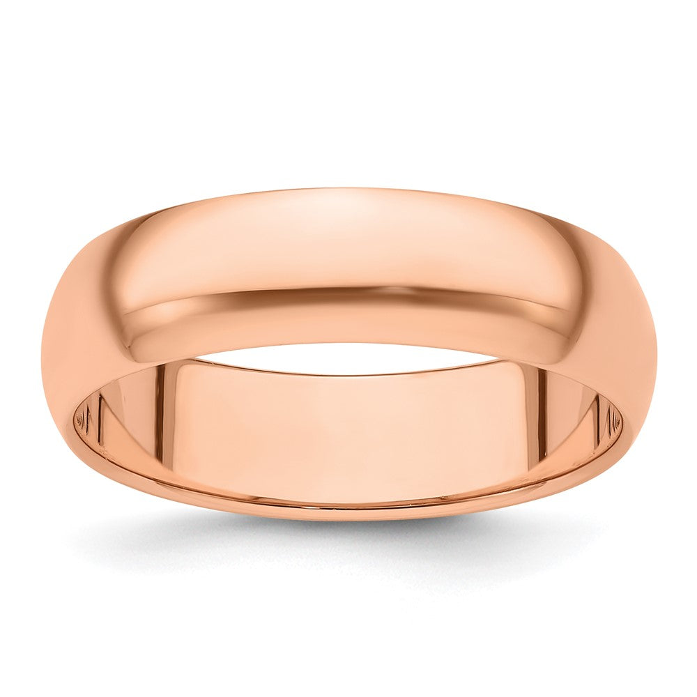14K Roségold 6 mm Ehering, halbrund