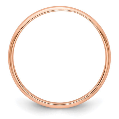 14K Roségold 2 mm Leichter Halbrund Ehering