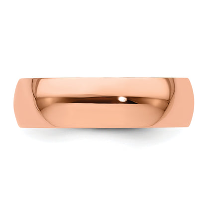 14K Roségold 6 mm leichter halbrunder Ehering
