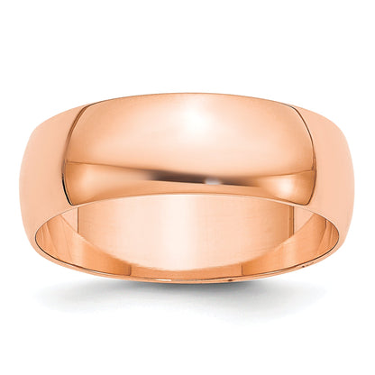 14K Roségold 6 mm leichter halbrunder Ehering