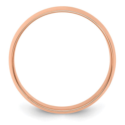 14K Roségold 8 mm leichter, halbrunder Ehering