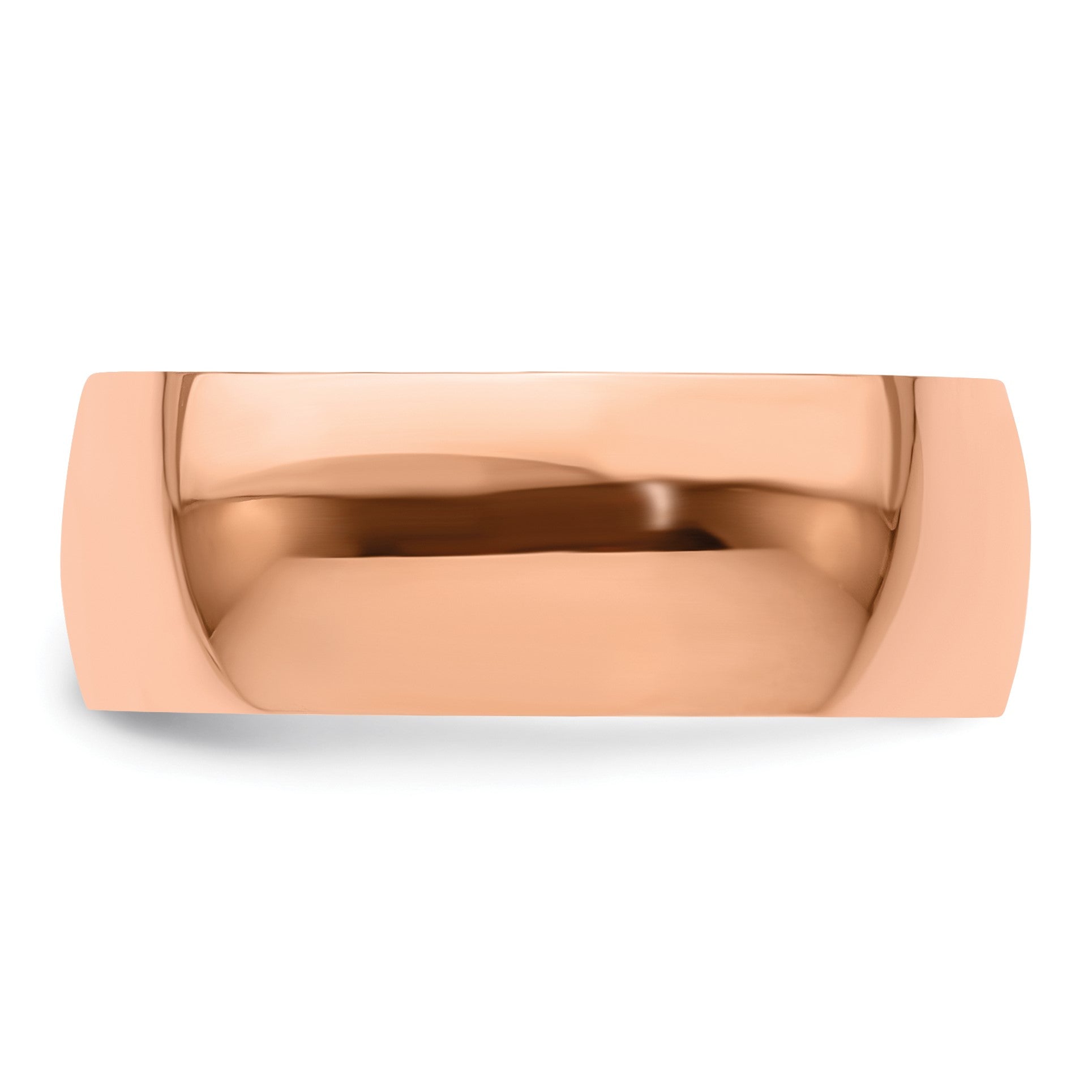 14K Roségold 8 mm leichter, halbrunder Ehering