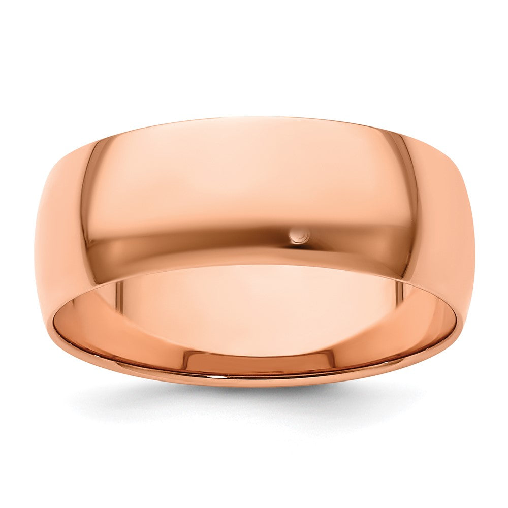 14K Roségold 8 mm leichter, halbrunder Ehering