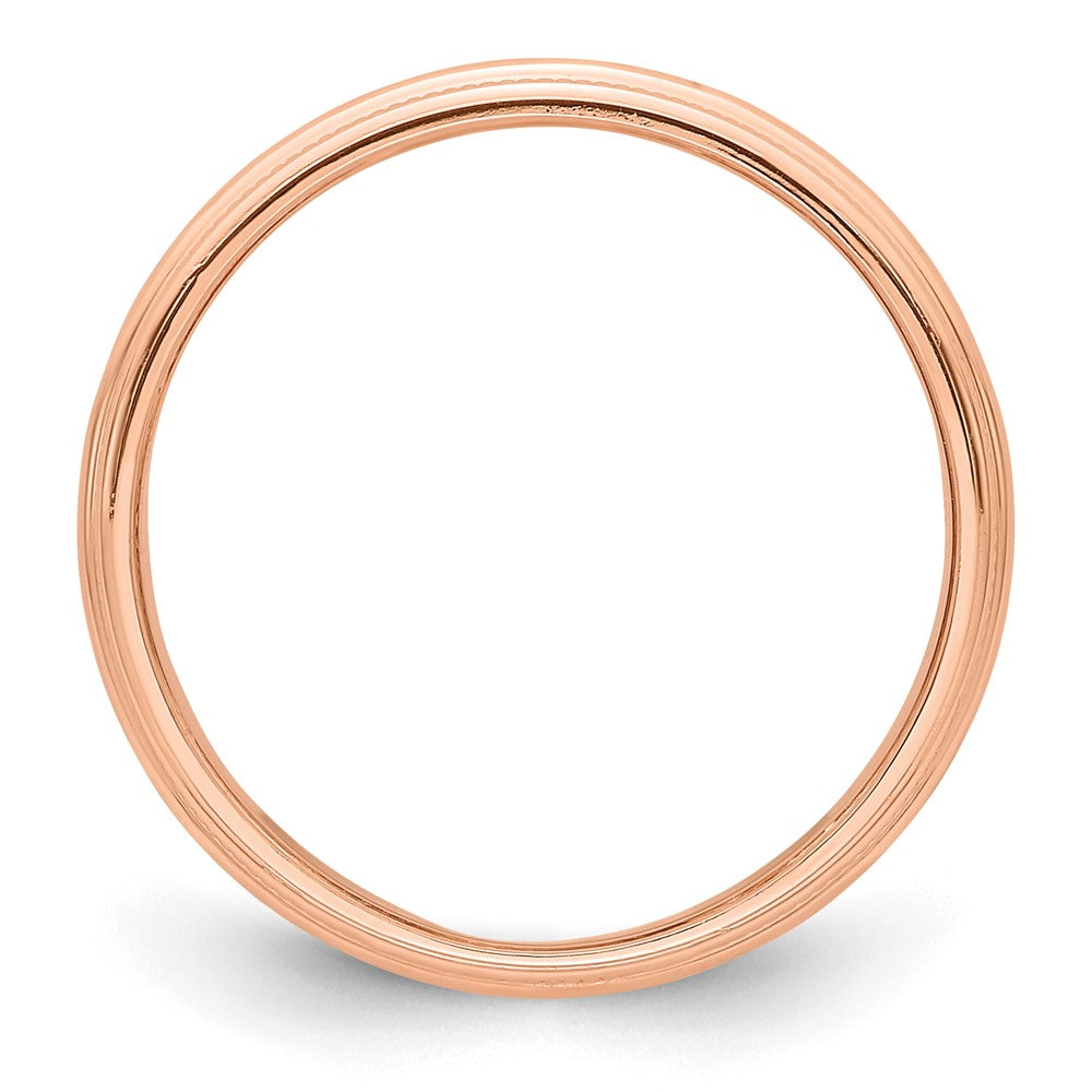 Ehering aus 14K Roségold, 3 mm, halbrund mit Milgrain