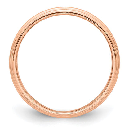 Ehering aus 14K Roségold, 3 mm, halbrund mit Milgrain