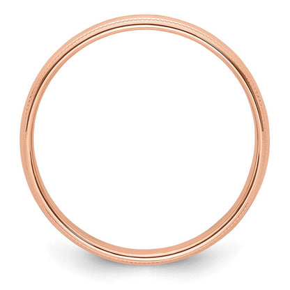 14K Roségold 4 mm Milgrain Halbrund Ehering