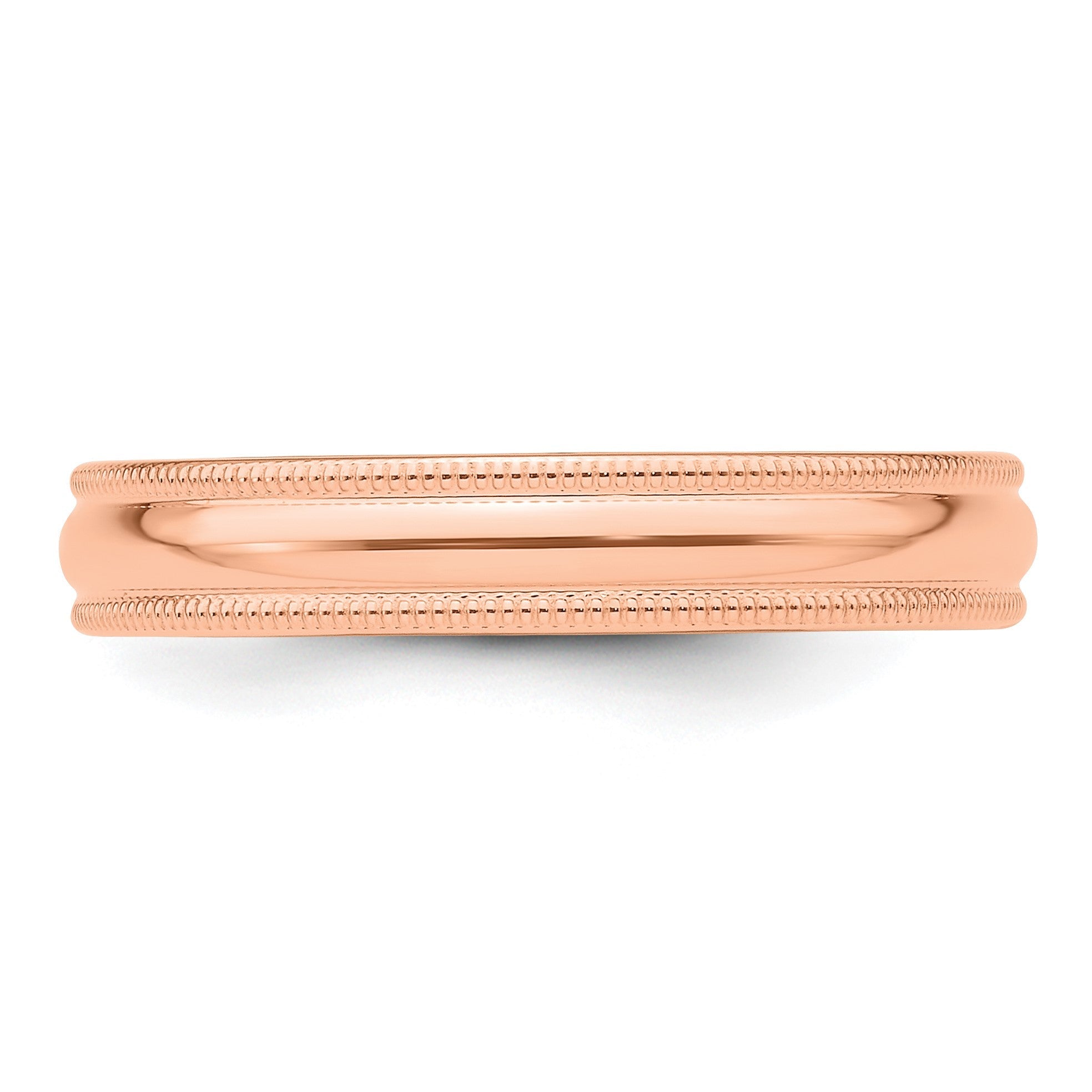 14K Roségold 4 mm Milgrain Halbrund Ehering