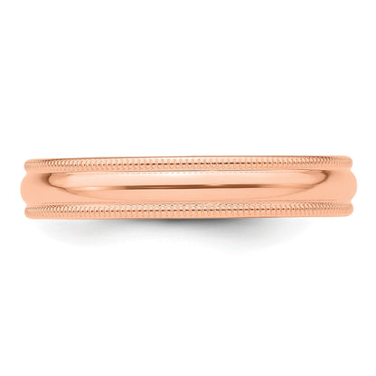 14K Roségold 4 mm Milgrain Halbrund Ehering