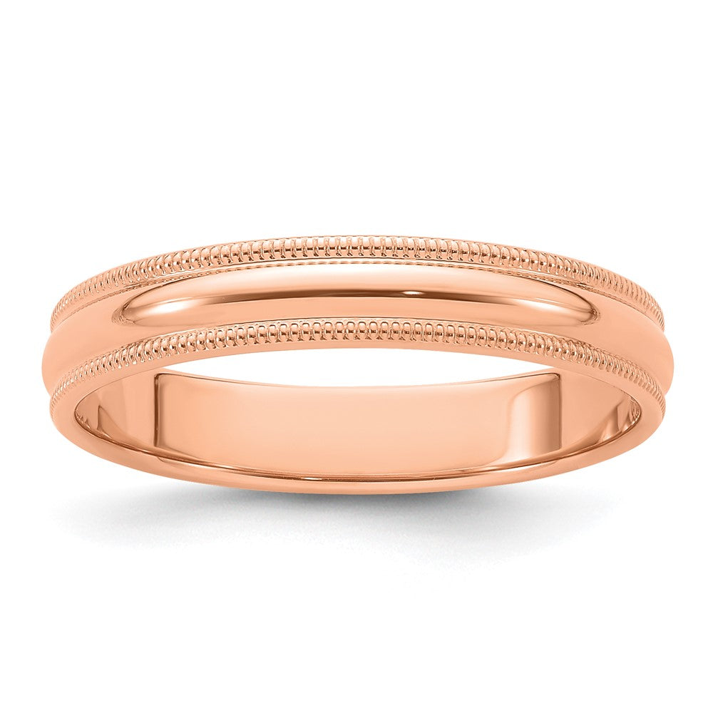 14K Roségold 4 mm Milgrain Halbrund Ehering