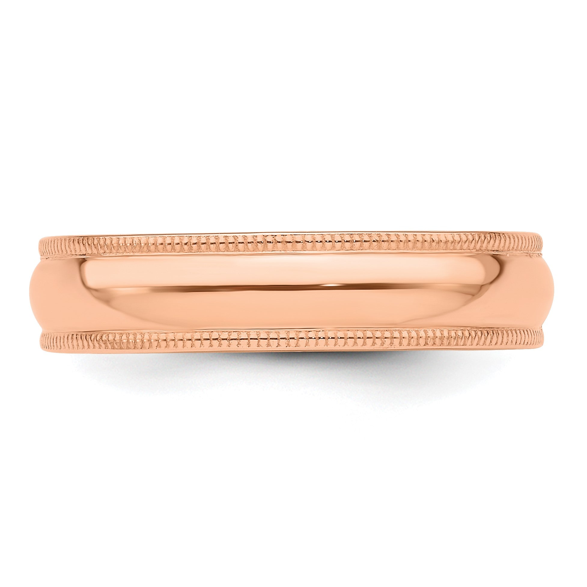 14K Roségold 5 mm Milgrain-Ehering, halbrund