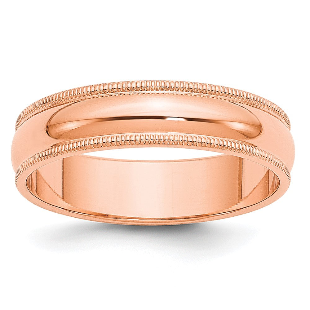 14K Roségold 5 mm Milgrain-Ehering, halbrund