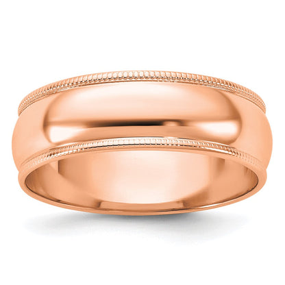 14K Roségold 6 mm Milgrain Halbrund Ehering