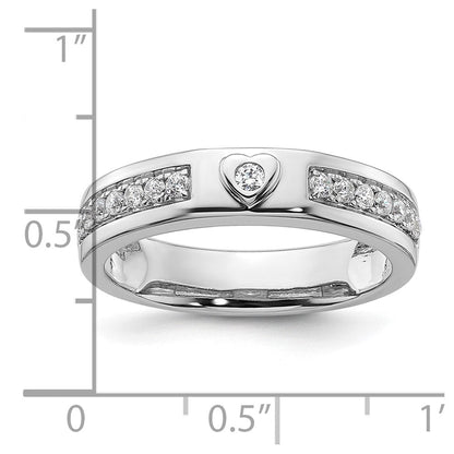 14K Weißgold Herrenring mit Herz-Design und 0,33 ct. Laborgezüchteten Diamanten, VS/SI+ G+