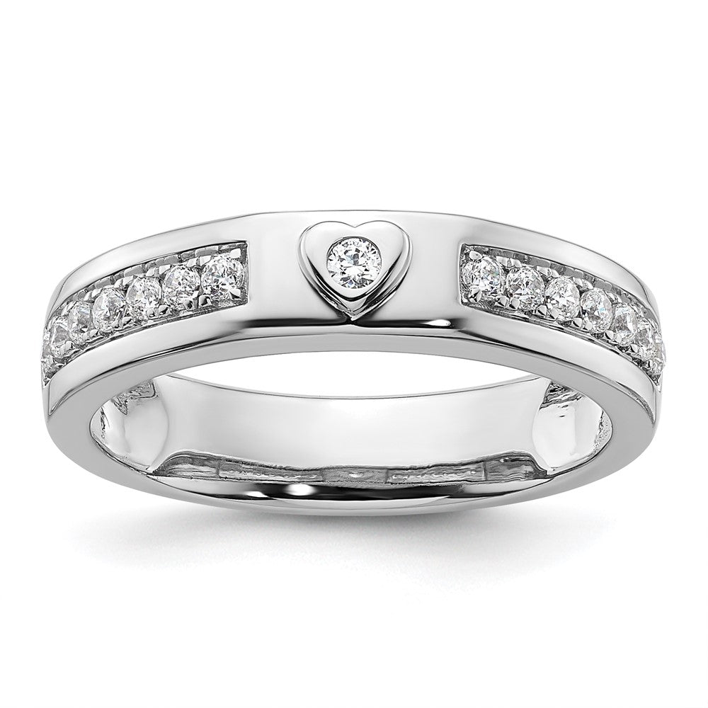 14K Weißgold Herrenring mit Herz-Design und 0,33 ct. Laborgezüchteten Diamanten, VS/SI+ G+