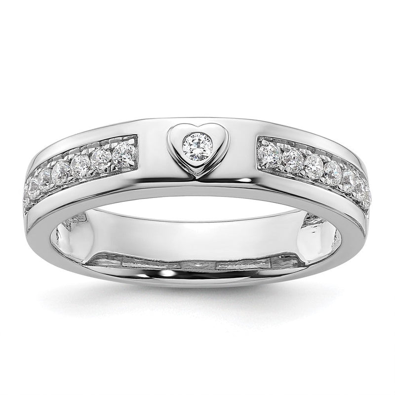 14K Weißgold Herrenring mit Herz-Design und 0,33 ct. Laborgezüchteten Diamanten, VS/SI+ G+