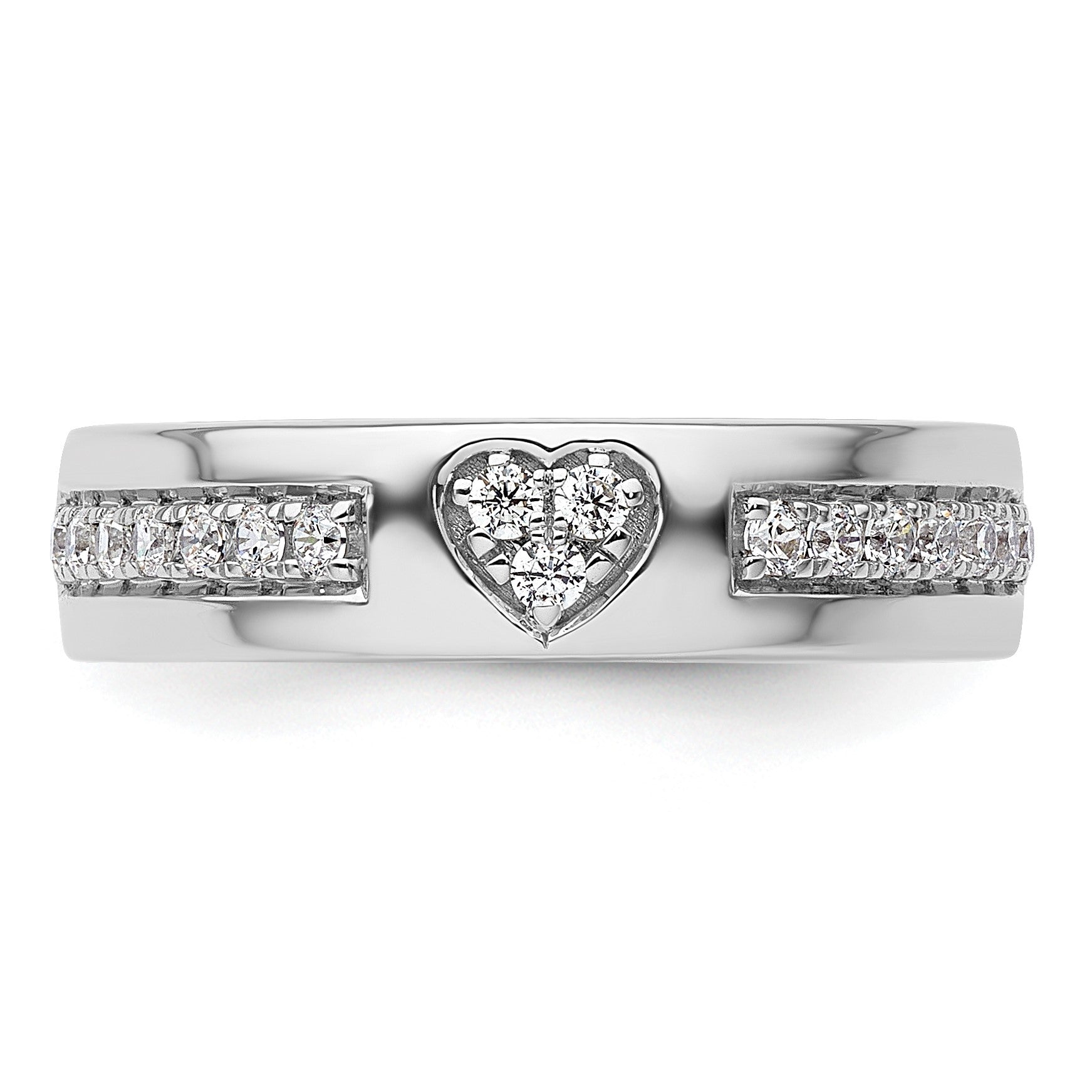 14K Weißgold Ring mit 0,25 ct. Laborgezüchteten Diamanten, VS/SI+ G+, mit ausgeschnittenem Herz, komplett