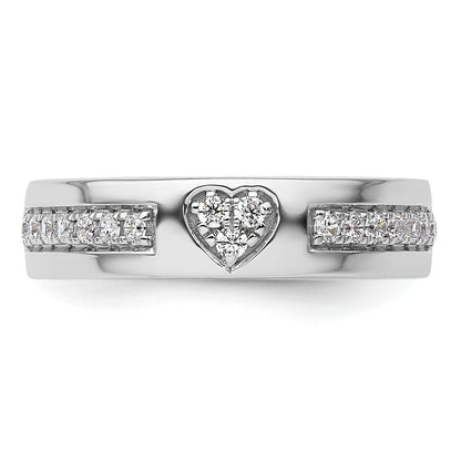 14K Weißgold Ring mit 0,25 ct. Laborgezüchteten Diamanten, VS/SI+ G+, mit ausgeschnittenem Herz, komplett