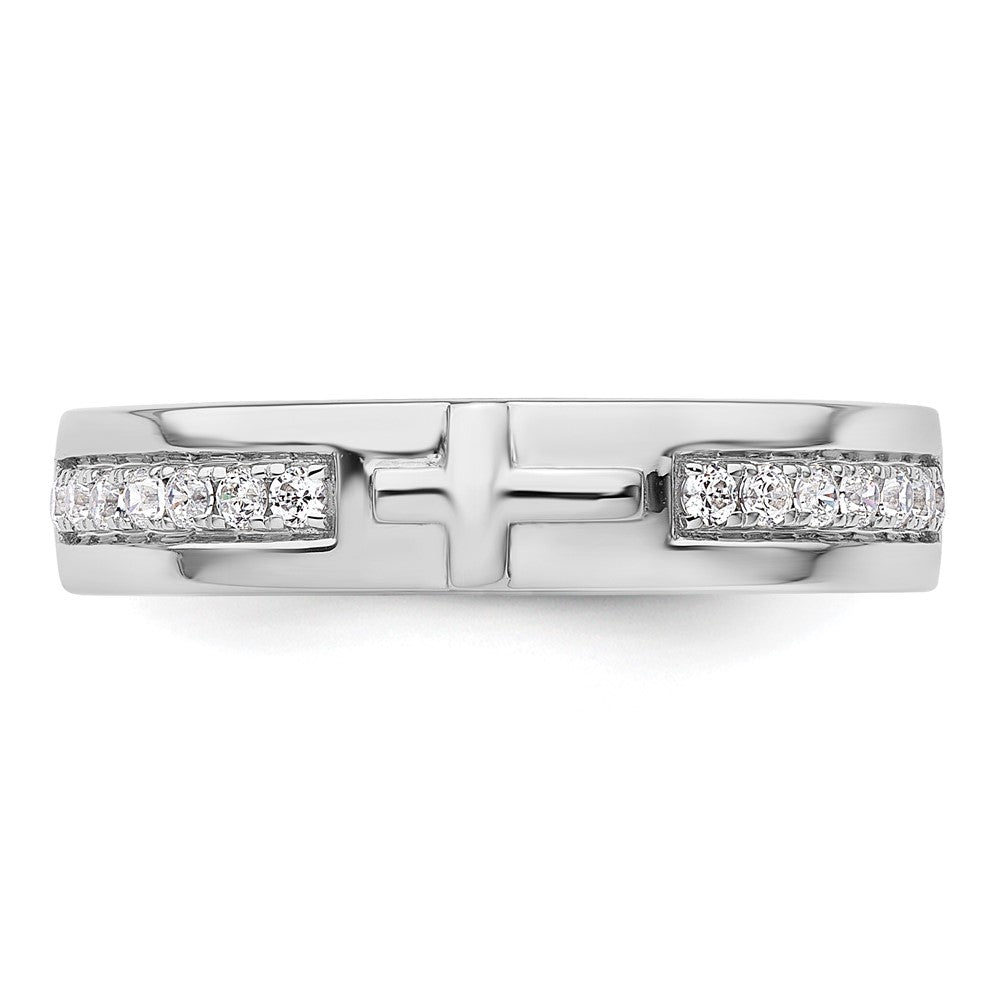 14K Weißgold Ring mit 0,25 ct. im Labor gezüchteten Diamanten VS/SI+ G+, komplett, Herren-Kreuzring