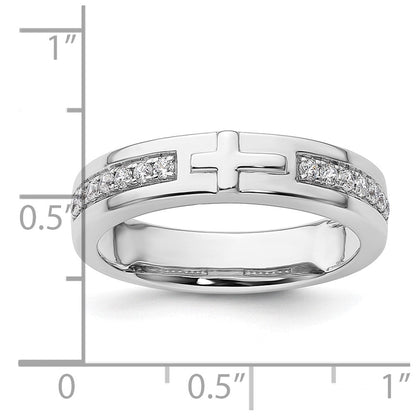 14K Weißgold Ring mit 0,25 ct. im Labor gezüchteten Diamanten VS/SI+ G+, komplett, Herren-Kreuzring