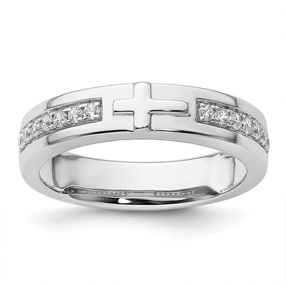 14K Weißgold Ring mit 0,25 ct. im Labor gezüchteten Diamanten VS/SI+ G+, komplett, Herren-Kreuzring