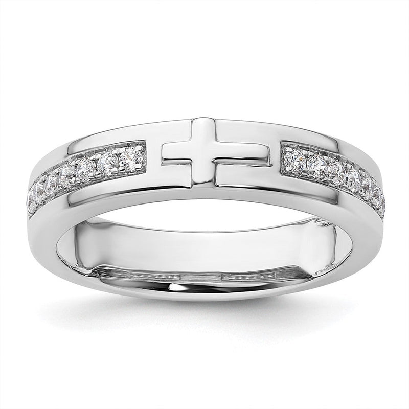 14K Weißgold Ring mit 0,25 ct. im Labor gezüchteten Diamanten VS/SI+ G+, komplett, Herren-Kreuzring