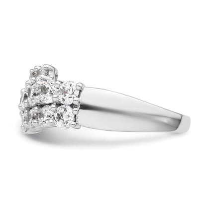14K Weißgold Ring mit im Labor gezüchteten Diamanten VS/SI+ G+, dreireihig