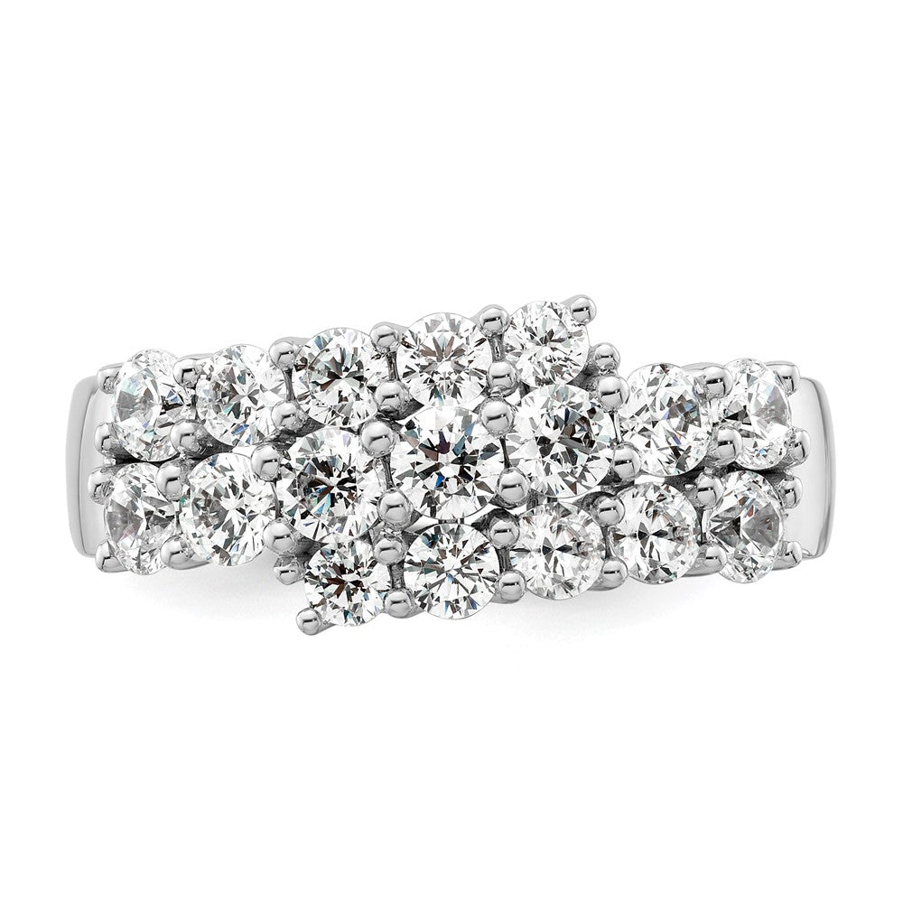 14K Weißgold Ring mit im Labor gezüchteten Diamanten VS/SI+ G+, dreireihig