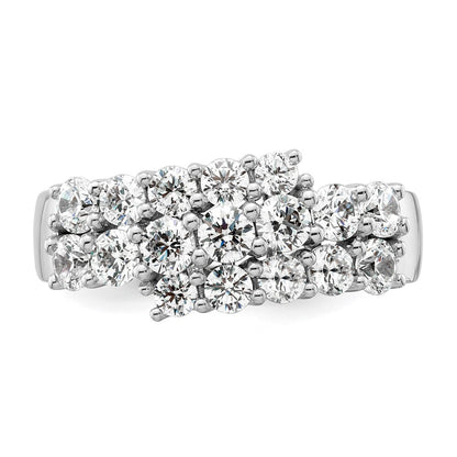14K Weißgold Ring mit im Labor gezüchteten Diamanten VS/SI+ G+, dreireihig