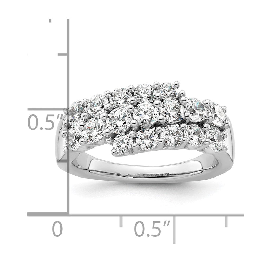 14K Weißgold Ring mit im Labor gezüchteten Diamanten VS/SI+ G+, dreireihig