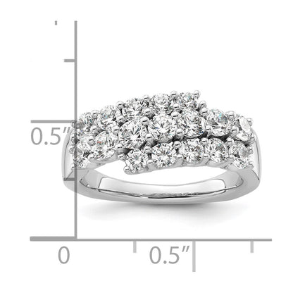 14K Weißgold Ring mit im Labor gezüchteten Diamanten VS/SI+ G+, dreireihig