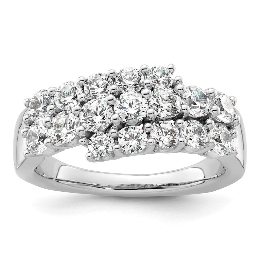 14K Weißgold Ring mit im Labor gezüchteten Diamanten VS/SI+ G+, dreireihig