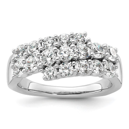14K Weißgold Ring mit im Labor gezüchteten Diamanten VS/SI+ G+, dreireihig
