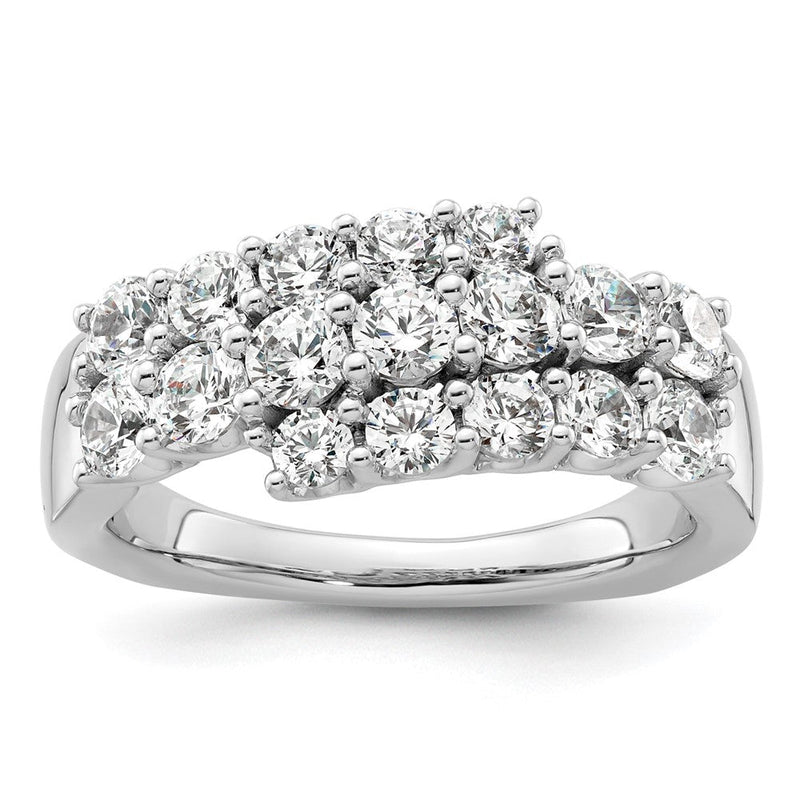 14K Weißgold Ring mit im Labor gezüchteten Diamanten VS/SI+ G+, dreireihig