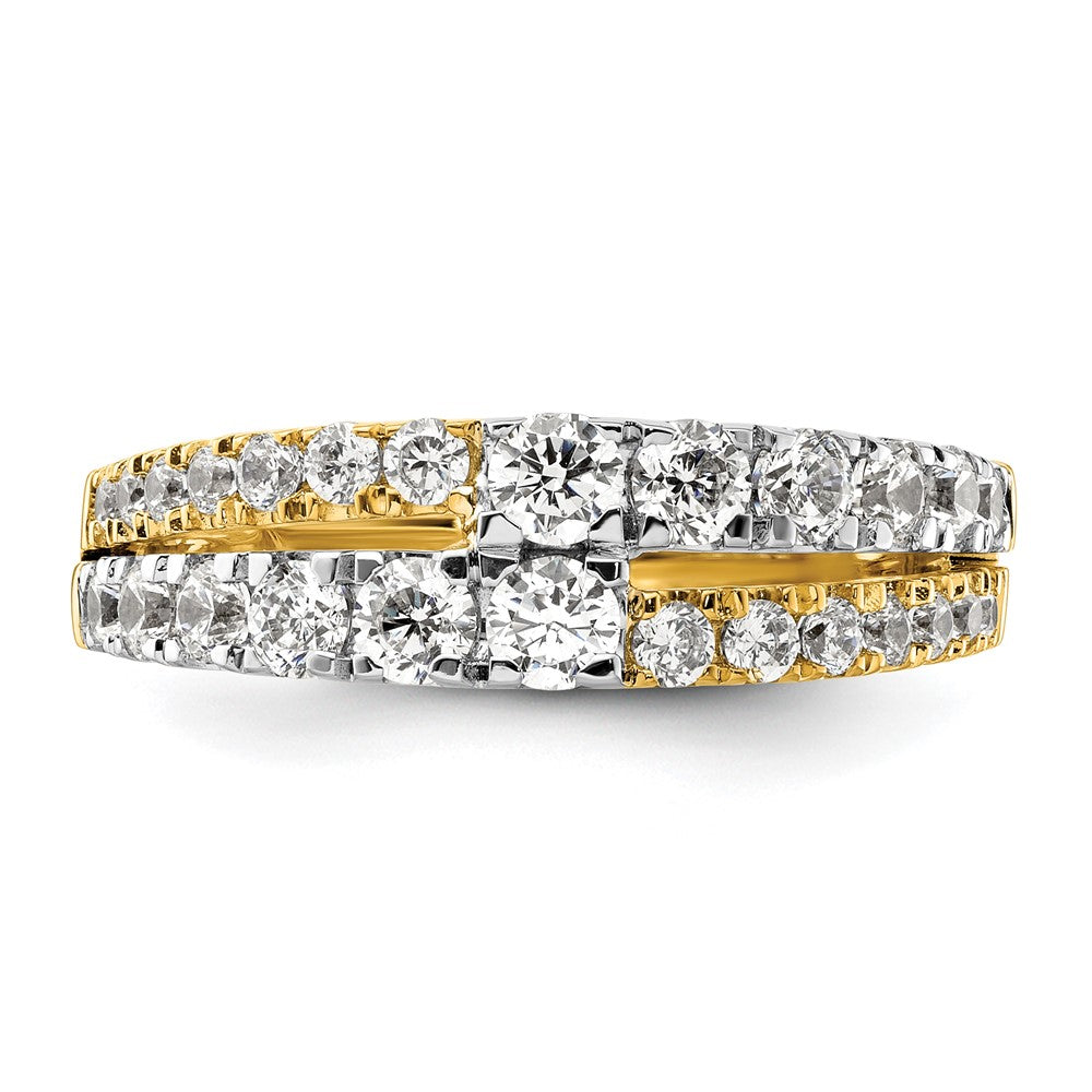 14K Bicolor 1,25 ct. Laborgezüchteter Diamant VS/SI+ G+ Kompletter Doppelreihiger Ring