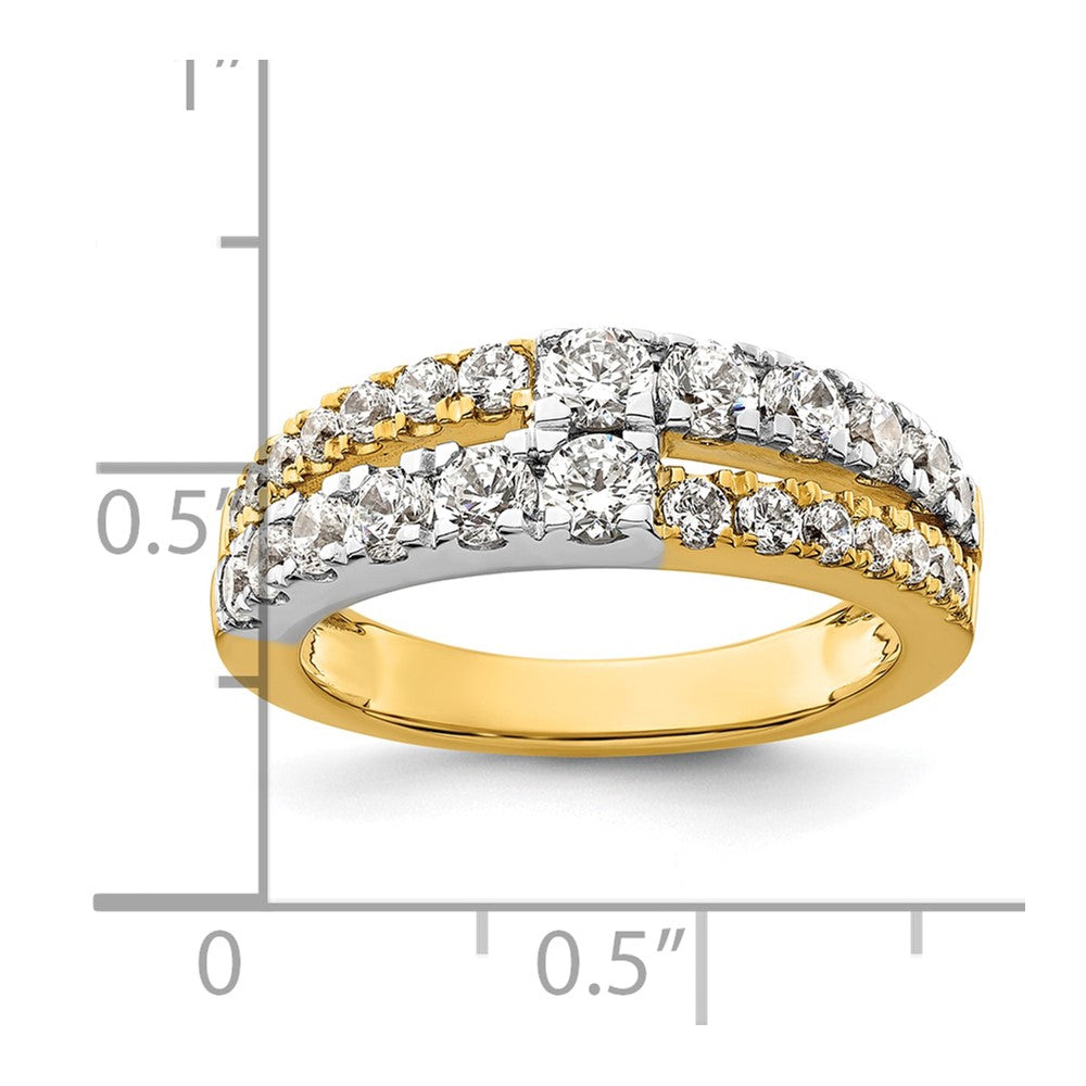 14K Bicolor 1,25 ct. Laborgezüchteter Diamant VS/SI+ G+ Kompletter Doppelreihiger Ring