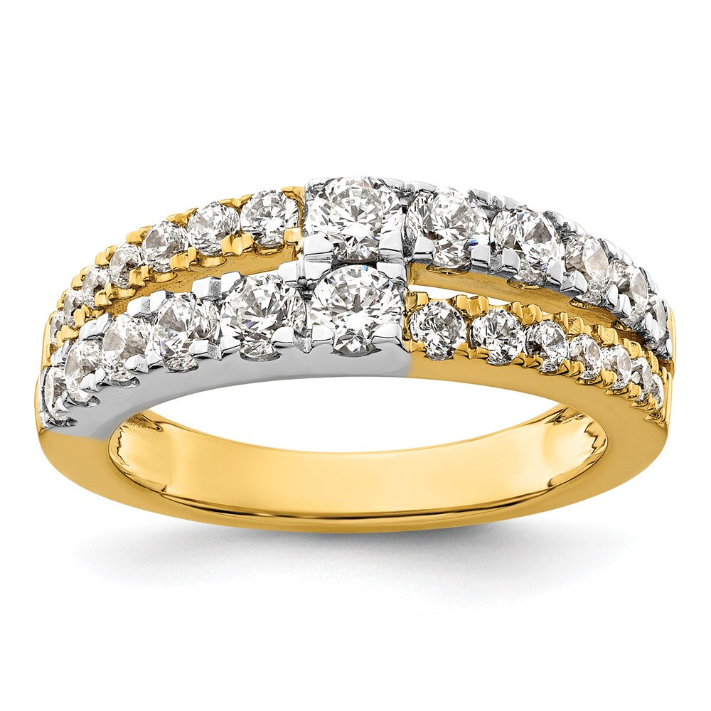 14K Bicolor 1,25 ct. Laborgezüchteter Diamant VS/SI+ G+ Kompletter Doppelreihiger Ring