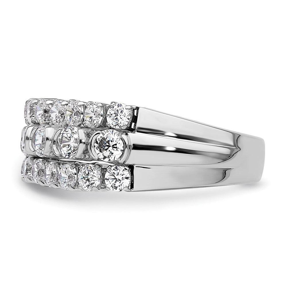 14K Weißgold Ring mit beweglichem Dreifachband aus im Labor gezüchteten Diamanten, VS/SI+ G+