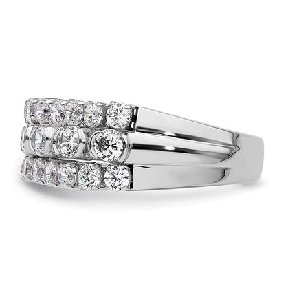 14K Weißgold Ring mit beweglichem Dreifachband aus im Labor gezüchteten Diamanten, VS/SI+ G+