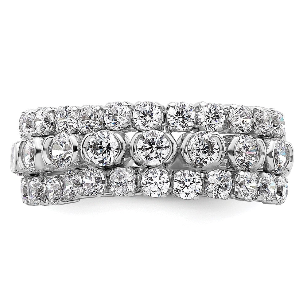14K Weißgold Ring mit beweglichem Dreifachband aus im Labor gezüchteten Diamanten, VS/SI+ G+
