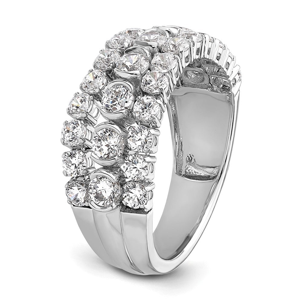 14K Weißgold Ring mit beweglichem Dreifachband aus im Labor gezüchteten Diamanten, VS/SI+ G+