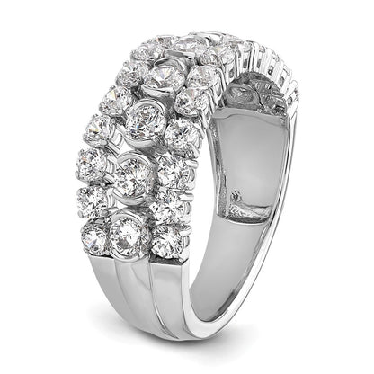 14K Weißgold Ring mit beweglichem Dreifachband aus im Labor gezüchteten Diamanten, VS/SI+ G+