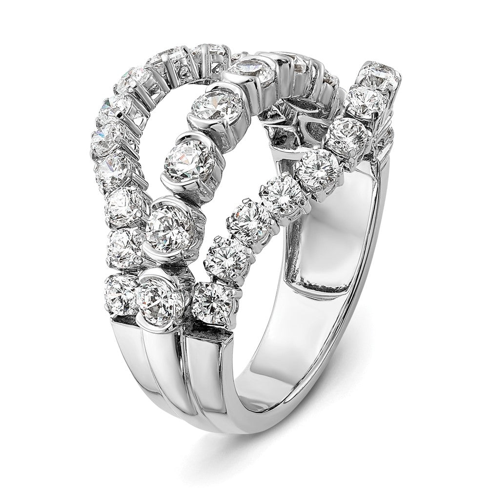 14K Weißgold Ring mit beweglichem Dreifachband aus im Labor gezüchteten Diamanten, VS/SI+ G+