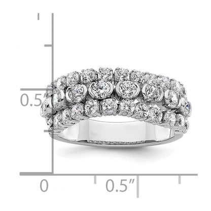 14K Weißgold Ring mit beweglichem Dreifachband aus im Labor gezüchteten Diamanten, VS/SI+ G+