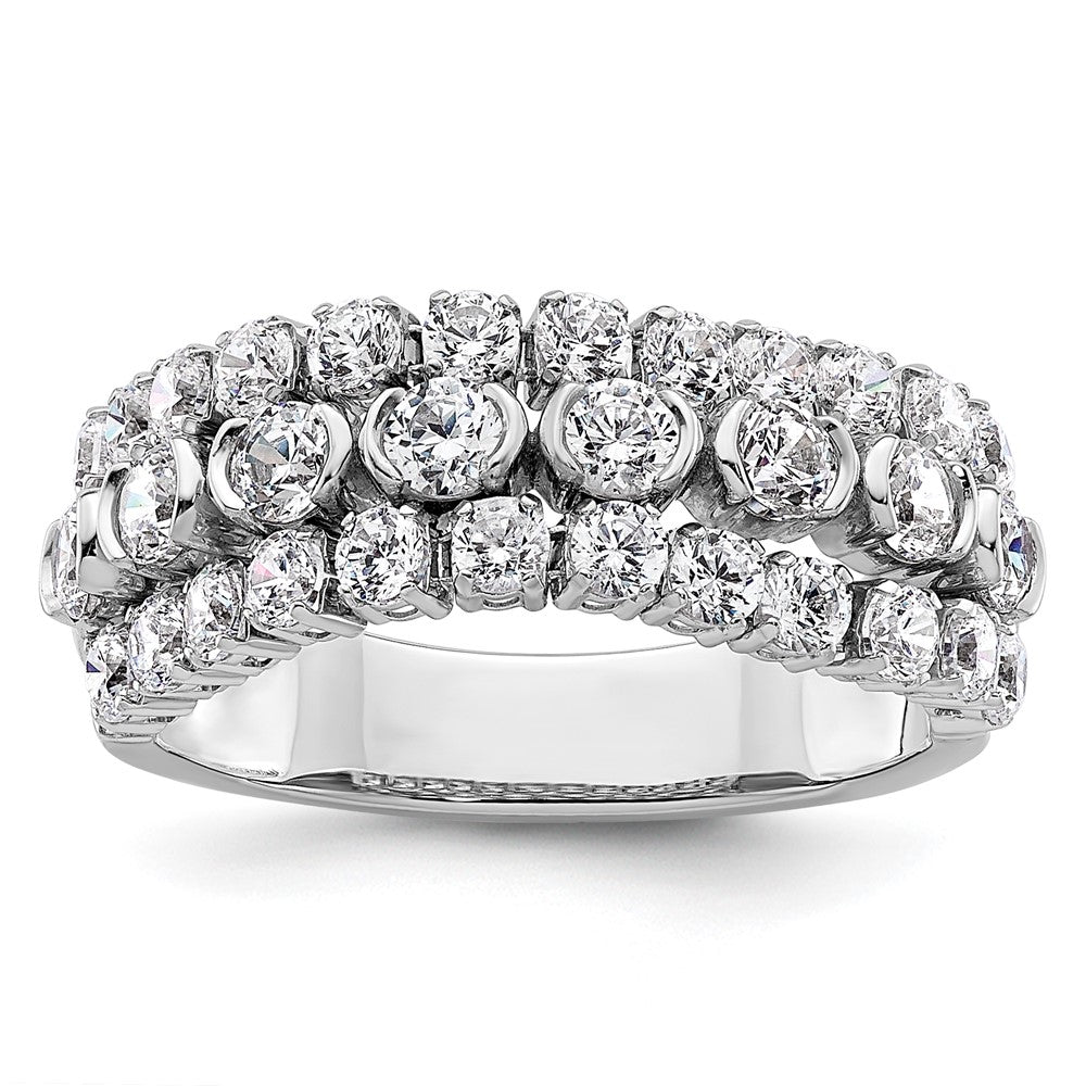 14K Weißgold Ring mit beweglichem Dreifachband aus im Labor gezüchteten Diamanten, VS/SI+ G+