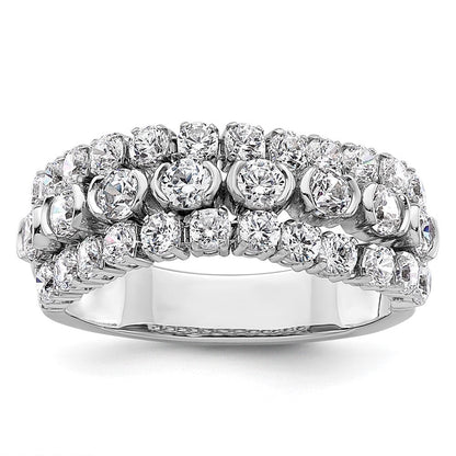 14K Weißgold Ring mit beweglichem Dreifachband aus im Labor gezüchteten Diamanten, VS/SI+ G+