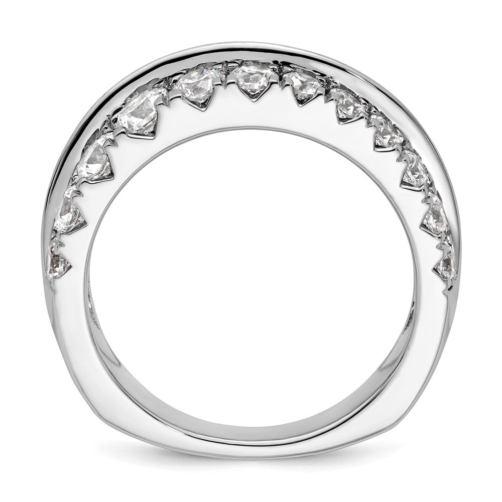 14K Weißgold Ring mit Labordiamanten VS/SI+ G+ Wellendesign, doppelreihig